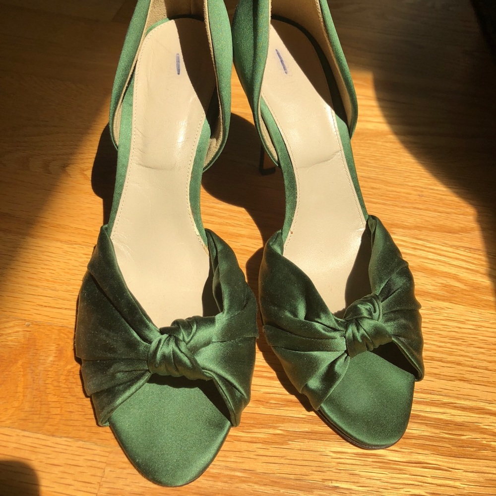 Gorgeous J. Crew Green Satin d’Orsay Heels
